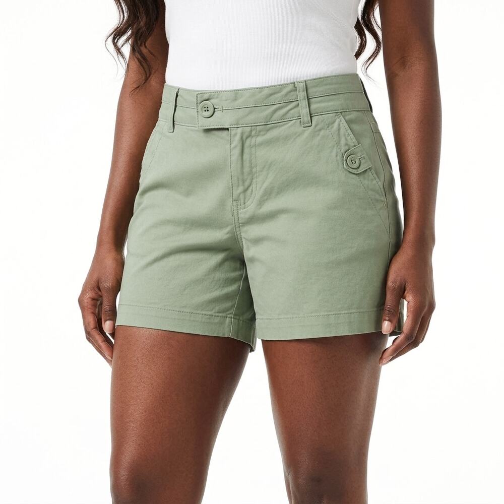 NWT Freestyle Revolution Green Chino Stretch Shorts Women Size 9